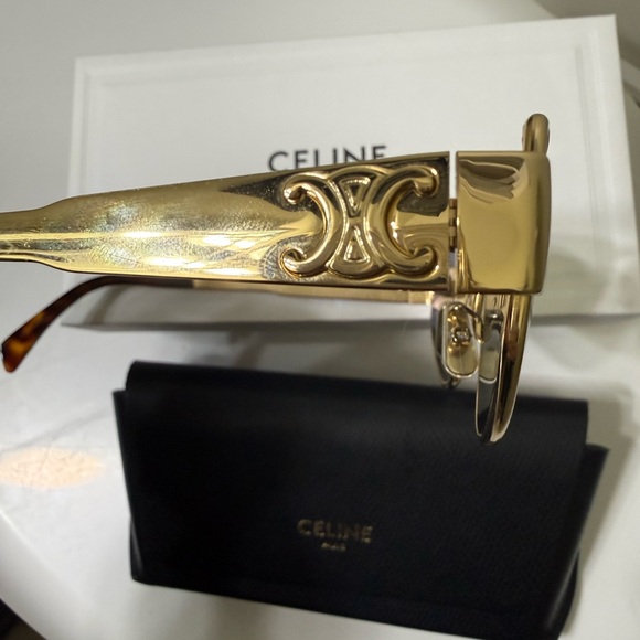 Celine Black and Gold Cat Eye Designer Sunglasses